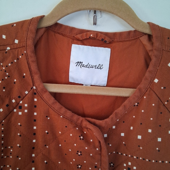 Madewell Women's Cotton Rust Colored Quilted Bandana Jacket "as is" (No Belt) - Picture 8 of 16
